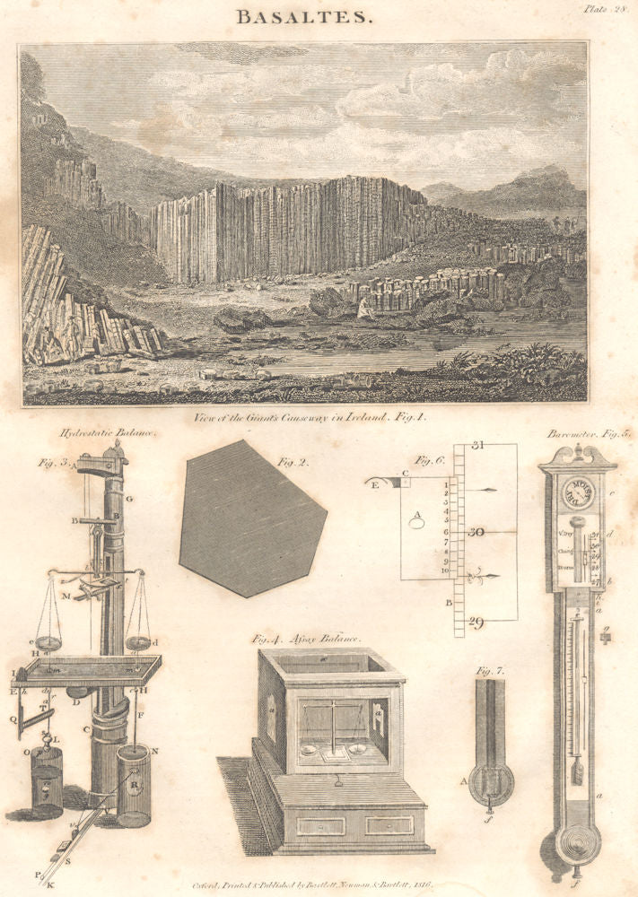 ULSTER. Basaltes; Giant's Causeway. Hydrostatic balance. Barometer 1830 print
